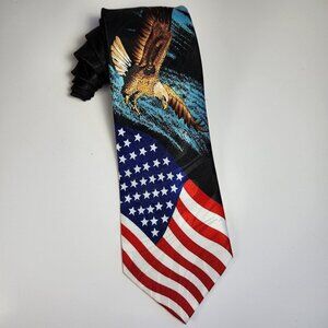Steven Harris American Flag Bald Eagle Patriotic Necktie Men's Stars and Stripes